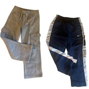 Nike Kids Navy Windbreaker/Track Pants with Gray Side Panels + Gray Cargo Sweats
